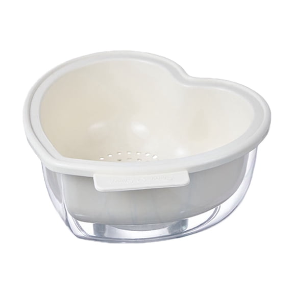 Ikohbadg Double-layer Drainage Basket, Plastic Fruit and Vegetable Storage Basket for Kitchen, Aesthetic and Practical Design with Easy Lift Handles