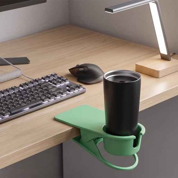 Ikohbadg Drink Cup Holder Clip, Table Desk Side Water Glass Beer Bottle Beverage Soda Coffee Mug Holder Cup Saucer Clip Design for Home Office, Green