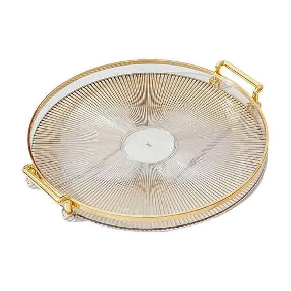 Ikohbadg Drink Serving Tray with Handles, Luxury Platter, Acrylic Multifunction Display for Cocktails, Decorative Vanity, Cosmetic, Perfume, Makeup, Jewelry, Vintage Decor Style in Living Room, Gold