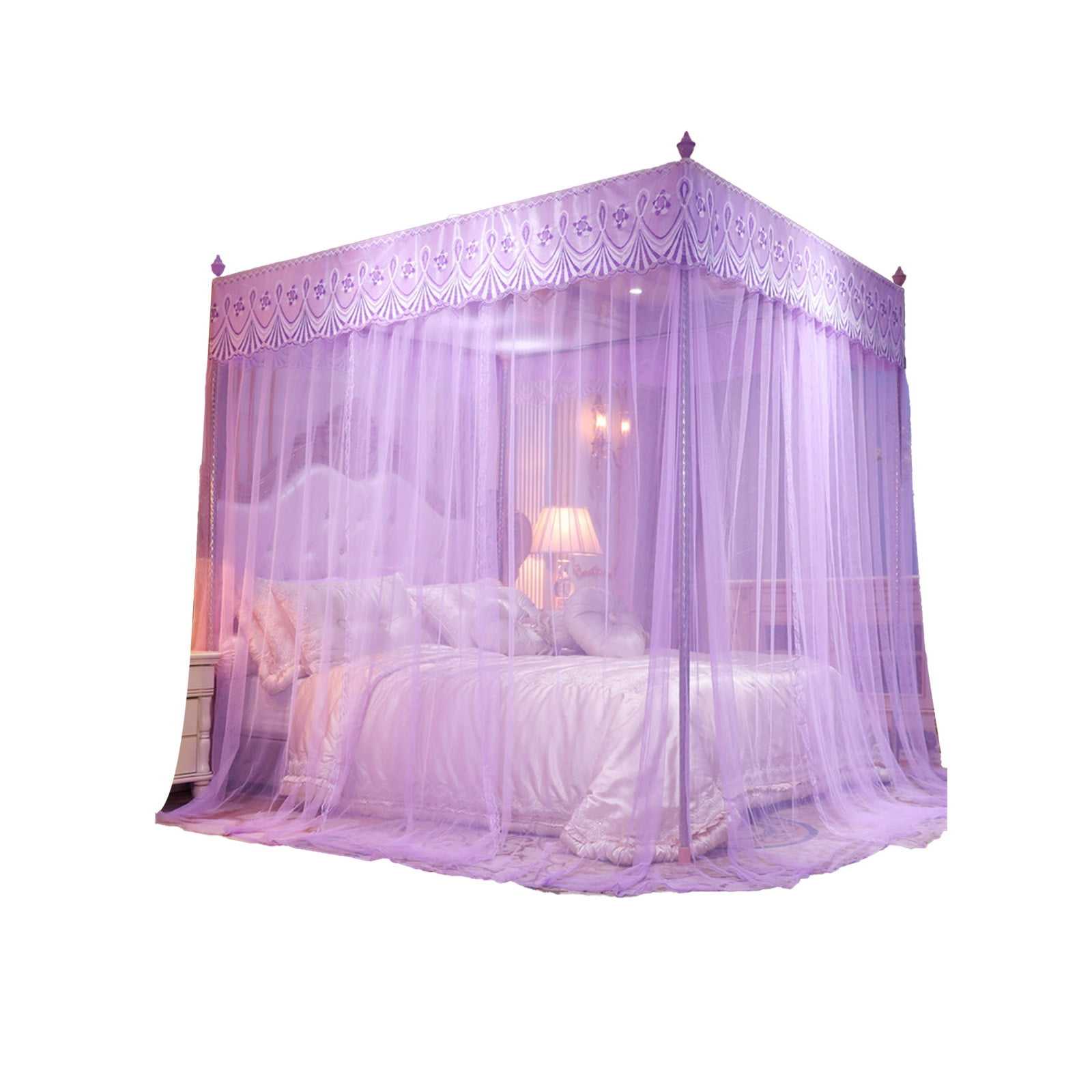 Ikohbadg Elegant Princess-Style Mosquito Net Canopy for Bedroom Decoration, Soft Polyester Bed Canopy for Kids and Adults, Romantic Lace Bed Curtain for Home Decor