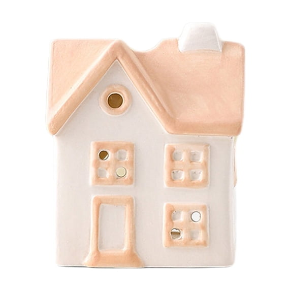 Ikohbadg Exquisite Hand-Painted European-style Hollow Ceramic House Candlestick, Romantic Candle Holder for Desktop Ornaments, Home Decor, and Gift, Safe and Durable Design