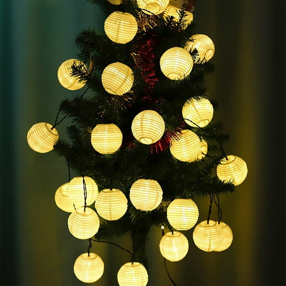 Ikohbadg Fabric Lantern String Lights for Christmas Decor, Multicolor Glowing Lantern Decorations for Holidays, 59.05in Bright Modeling Light String for Tree