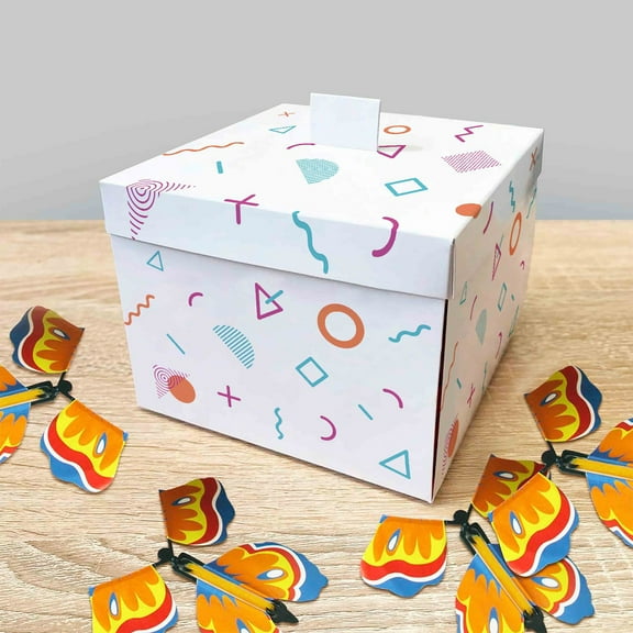 Ikohbadg Flight Boxes Surprise Gift for Birthday Parties, Unique Holiday Gift Flight Box with Butterflies, Geometric Design Flying Box for Special Occasions