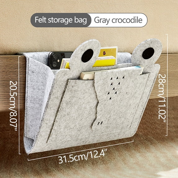 Ikohbadg Forest Graphic Bedside Storage Bag, Hanging Bedhead Organizer, Soft Polyester Caddy with Large Pocket for Laptop, Tablets, Remotes, and Accessories, Easy Setup