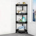 thumbnail image 1 of Ikohbadg Four Layer Movable Corner Rack, Bathroom Storage Shelf for Kitchen, Living Room & Bathroom, Lightweight Plastic Organizer with Wheels, Multi-functional Storage Solution, 1 of 6