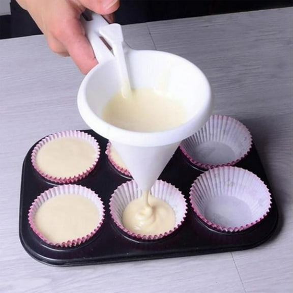 Ikohbadg Easy Pour Funnel Chocolate Funnel Cream Funnel Dispenser Kitchen Baking Tools Cream Cake Dispenser Portion Cup Funnel Oil Spill Cream Funnel Batter Funnel White