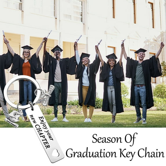 Ikohbadg Graduation Gift Keychain Pendant with Hollow Design, High-Gloss Stainless Steel Graduation Keyring Gift, Durable Alloy Graduation Season Key Chain Pendant