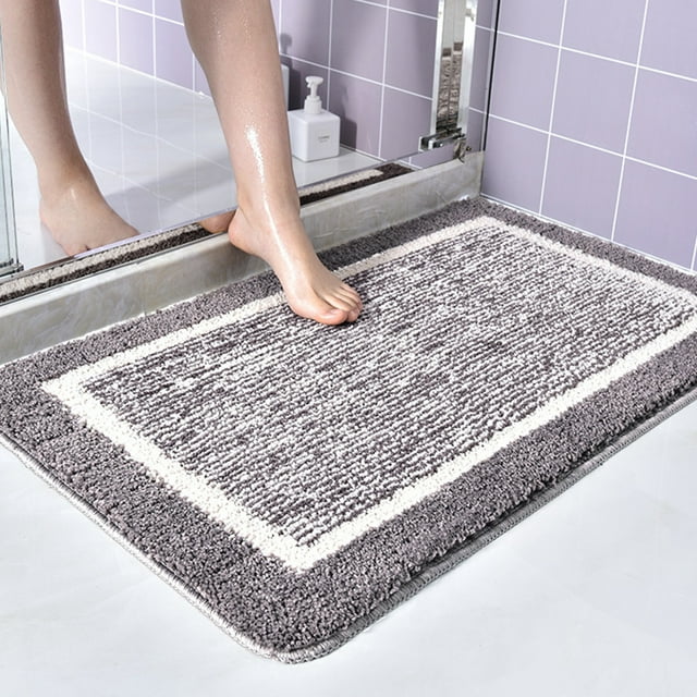 Ikohbadg Gray Bathroom Rug Mat, Ultra Soft and Water Absorbent Bath Rug