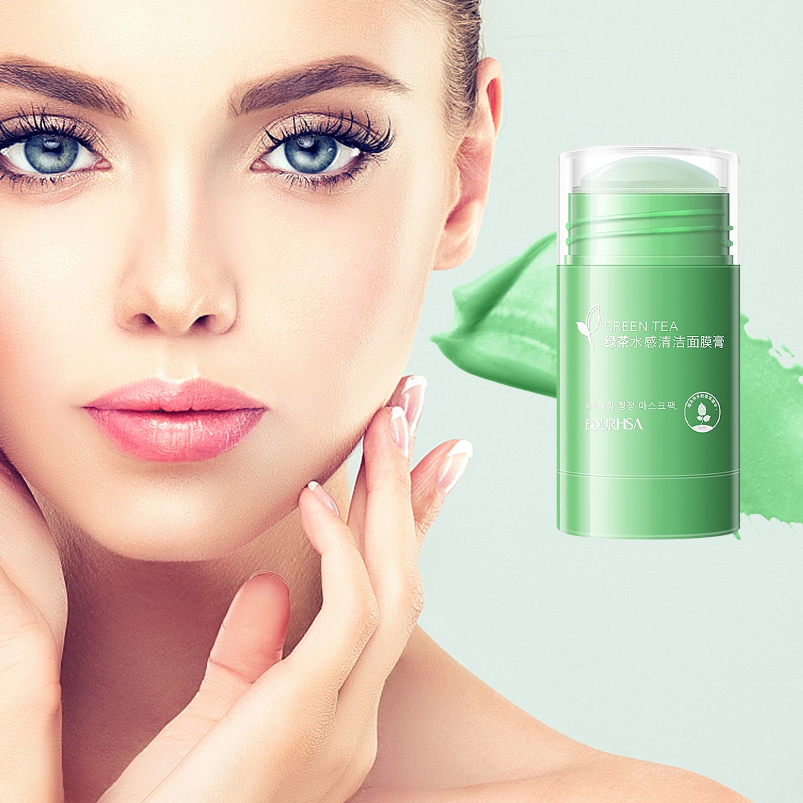 Ikohbadg Green Tea Face Mask Stick, Green Tea Deep Cleansing Mask Stick