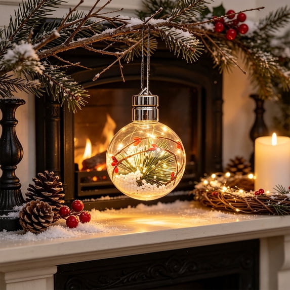 Ikohbadg Hanging Ornament Christmas Decorations with LED Lights for Indoor Outdoor Home Garden Table Decor, Ideal Gift for Holidays and Special Events