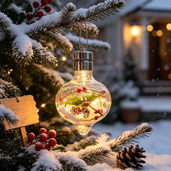 Ikohbadg Hanging Ornament Christmas Decorations with LED Lights for Indoor Outdoor Home Party Garden Table Decor, Perfect Holiday Gift for Friends, Family, and Loved Ones