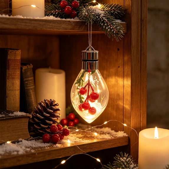 Ikohbadg Hanging Ornament Christmas Decorations with LED Lights for Indoor and Outdoor Party Home Garden Table Decor, Perfect Holiday Gift for Friends, Family, and Teachers