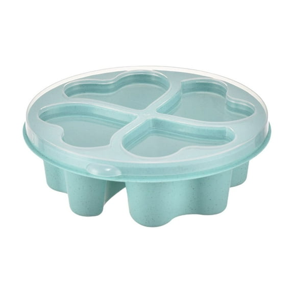 Ikohbadg Heart-Shaped Snack Box with Lid, Four Compartment Plastic Refreshment Container, Stackable Food Storage Box, Hygienic and Durable Design for Fresh Snacks