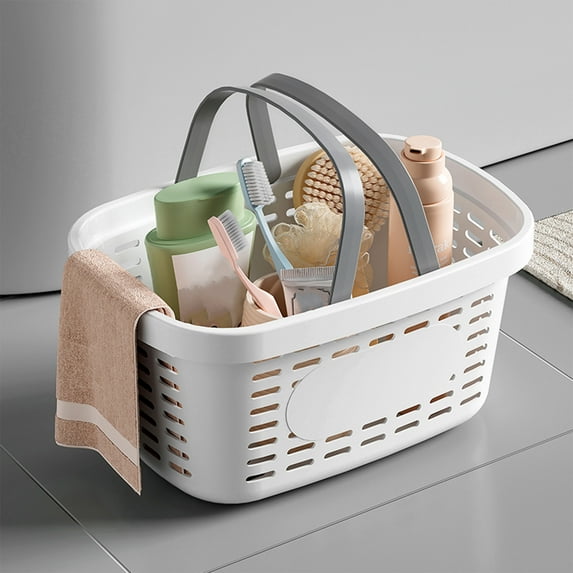Ikohbadg Household Storage Basket, Multifunctional Plastic Sundries Organizer, Rectangular Desktop Cabinet Container, Easy Clean Bathroom Basket with Handles for Home Use