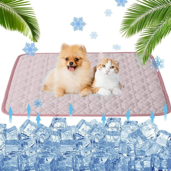 Ikohbadg Ice Silk Pet Cool Mat, Non-Slip Summer Comfort Portable Washable Dog Cool Blanket, Kennel Bed Self-Cooling Pet Pad for Dogs & Cats, Summer Relief