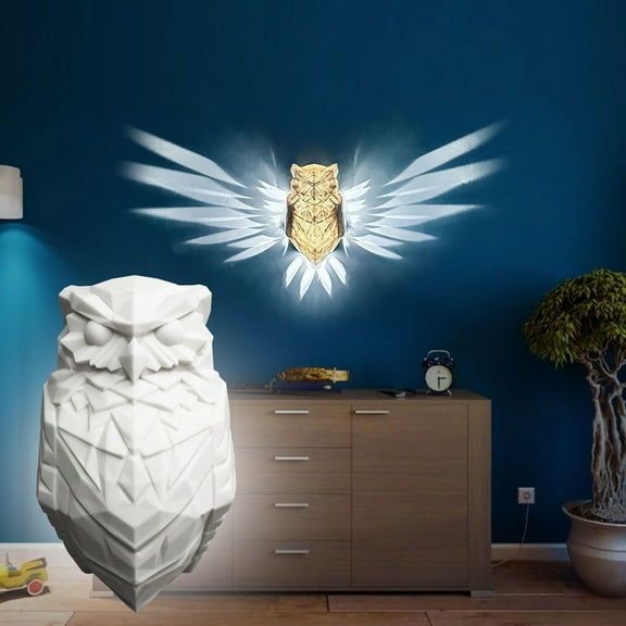 Ikohbadg Owl Lamp Adorable Wall Mounted Night Light, Cute Owl Shape LED Night Light, 3D Animal LED Wall Lamp, LED Home Decoration Lamp, for Study, Bedroom, Dining Room, Stairway, Hallway, Bar, White