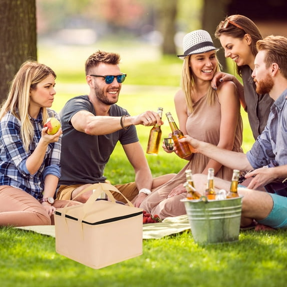 Ikohbadg Insulated Pizza Bag with Aluminum Foil for Food Delivery, Non-Woven Fabric Insulated Cake Bag for Outdoor Events, Camping Refrigerated Bag Lunch Storage for Picnics