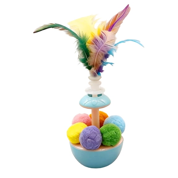 Ikohbadg Interactive Cat Toy, Automatic Roly-Poly Roller Ball Toy for Cats, Catnip Wand with Feathers, Indoor Exercise & Entertainment, Safe for Kittens, Adults & Seniors