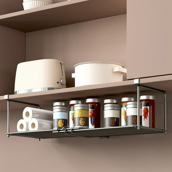 Ikohbadg Kitchen Rack Hanging Storage Rack, Telescopic Bathroom Storage Organizer, Metal Layered Shelf for Spice Bottles, Tools, and Cleaning Supplies, Easy Installation, Space Saver