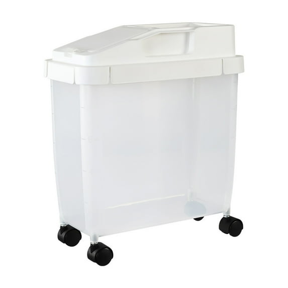 Ikohbadg Large Airtight Rice Container for Food Storage, 20Lb Capacity Cereal and Pet Food Storage with Wheels, Measuring Cup Included, Kitchen Organization Solution
