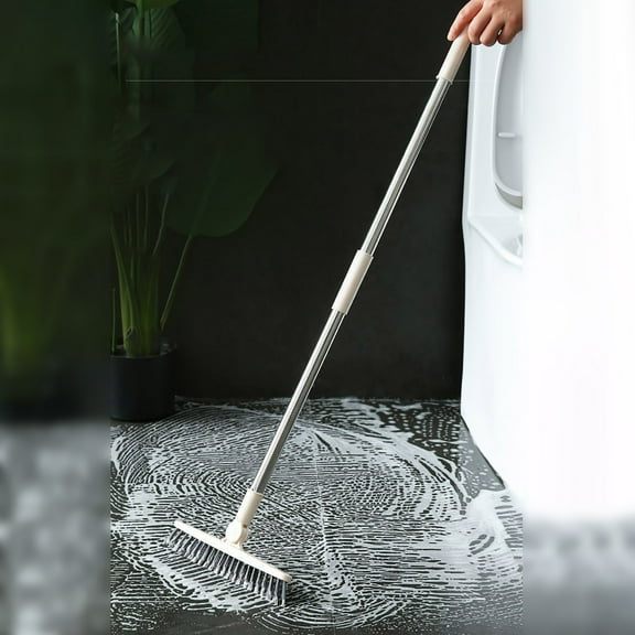 Ikohbadg Long Handle V-Brush Cleaner, Stiff Bristles Scrubbing Brush for Window Tracks, Grout Lines, Crevices & Floors, 180° Rotating Tile Grout Brush for Easy Cleaning