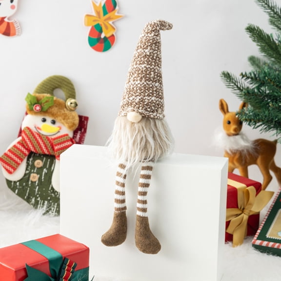 Ikohbadg Long Legged Christmas Gnome Ornaments, Christmas Plush Gnome Ornament, Christmas Faceless Doll Rudolph Hanging Decor for Bedroom Living Room Bathroom(Brown)