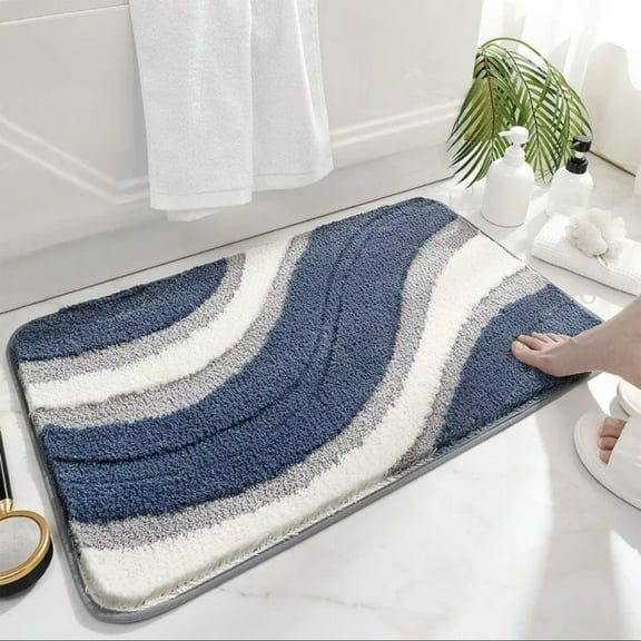 Ikohbadg Microfiber Bathroom Rugs, Absorbent Soft Shaggy Carpet Floor Mats for Shower Tub Sink Toilet, Non-Slip Plush Carpet Floor Mats for Living Room Bedroom Kitchen 23.6 x 15.7 Inches