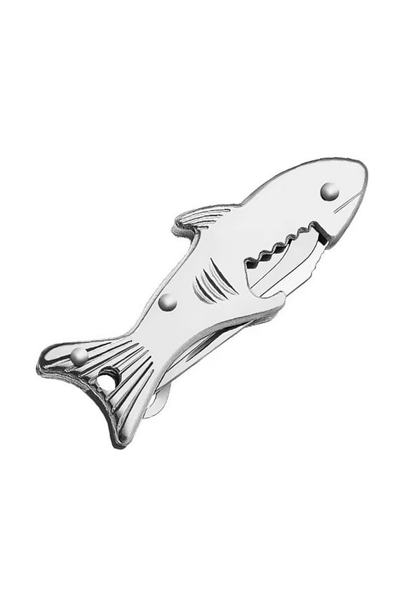 Shark Bottle Opener Keychain Beer Opener Tool Key Chain,  Women Men Gift for Christmas and Birthday, Silver