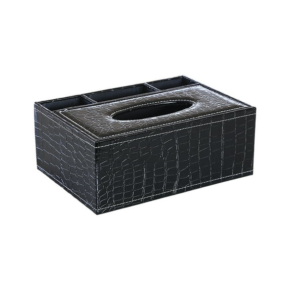 Ikohbadg Multifunctional Leather Remote Control Storage Box, Stylish Organizer with Tissue Compartment, Space Saving Design for Living Room, Office, and Bedroom