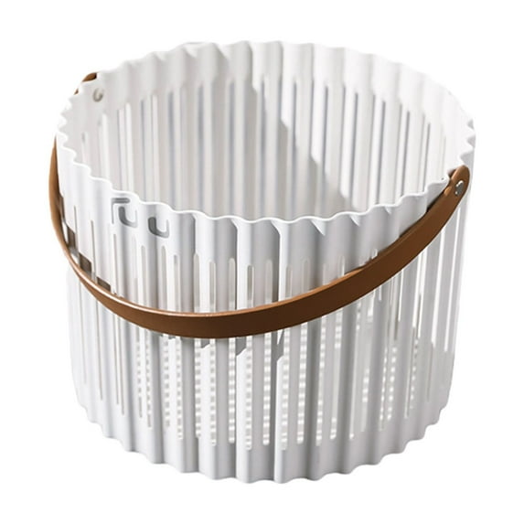 Ikohbadg Multifunctional White Plastic Bucket with Handle, Laundry Basket, Portable Storage Organizer, Laundry Hamper Storage Holder, Sturdy Plastic for Dirty Clothes, Fruits, and Home Storage
