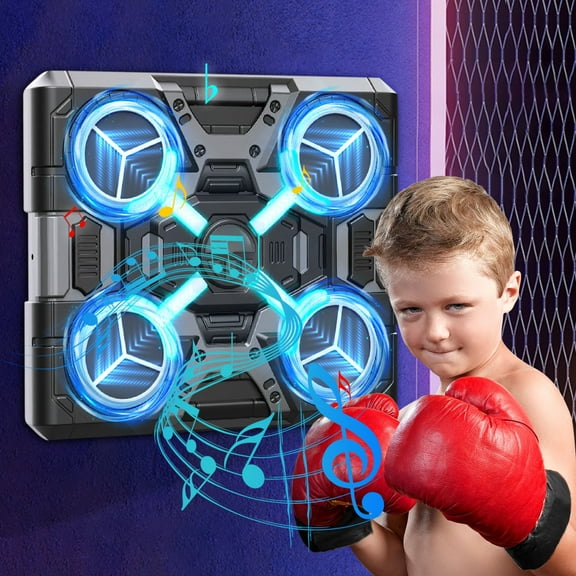 Ikohbadg Music Boxing Machine with Boxing Gloves for Kids, Wall Interactive Children's Music Boxing Game, Boxing Machine Wall Mounted Music Bluetooth Trainer Punching Workout Machine for Kids