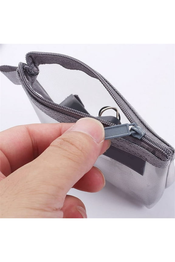 Nylon Three-Dimensional Triangular Mesh Wallet: Spacious Key, Card, and Money Storage Bag with Transparent Compartment