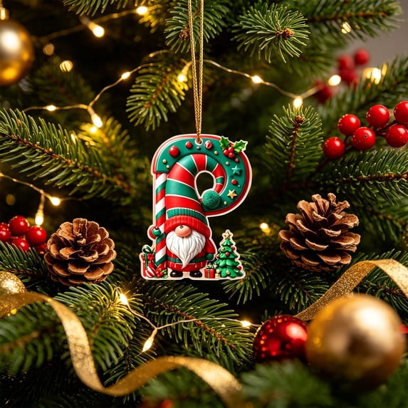 Ikohbadg P Letter Ornaments for Christmas Tree Decoration, Personalized Hanging Pendant Xmas Alphabet for Christmas Initial Ornament, DIY Craft Ornaments, Christmas Gifts for Family Friends (P)