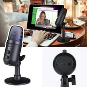 Ikohbadg PC Computer USB Condenser Microphone with RGB LED Lights, Headphone Jack, Volume and Background Noise Reduction for Live Streaming, Podcasting, Chat Gaming