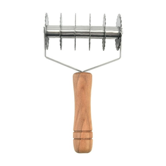 Ikohbadg Pastry Wheel, Stainless Steel Lattice Roller Cutter with Wood Handle, Dough Noodle Cookie Pie Dessert Pizza Bread Pastry Crust Roller Cutter Knife Slicer 6-Wheel Kitchen Tool