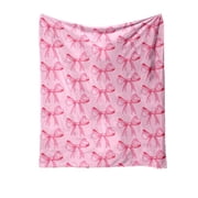 Ikohbadg Pink Bow Blanket Gift Cute Coquette Bow Throw Blankets for Women Girls Soft Cozy Pink Flannel Throw Blanket for Boys Girls Teens Bedroom Home Decor Blanket, Couch, Sofa, 30 x 40 Inch