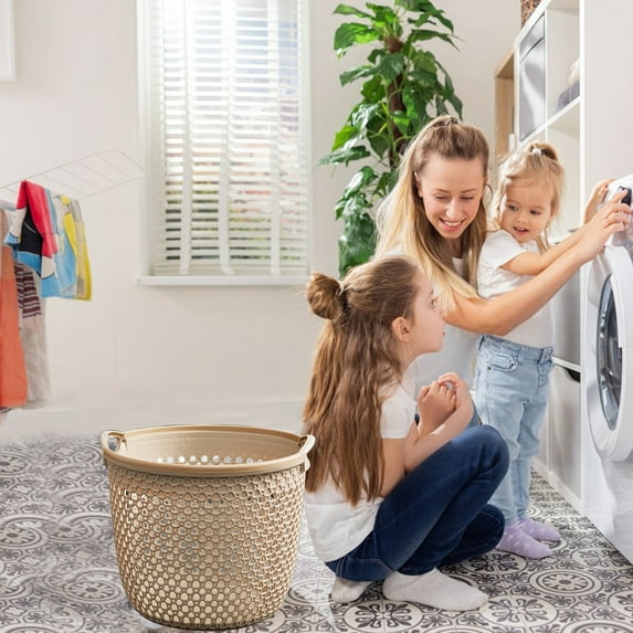 Ikohbadg Portable Dirty Clothes Basket, Large Laundry Hamper for Clothing, Towels, and Bedding, Breathable Plastic Storage Solution for Home, Bathroom, and Laundry Room