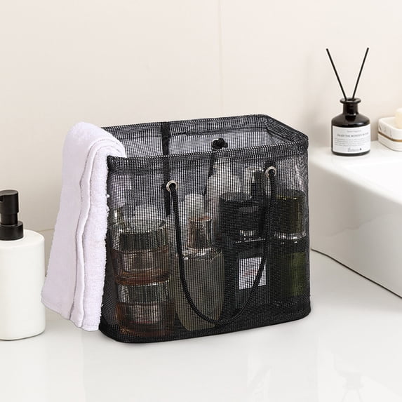 Ikohbadg Portable Mesh Wash Bag, Organizer Tote for Toiletries, Beach Toys, Gym Accessories, Lightweight, Breathable, Multi-functional Storage Bag for Travel and Camping