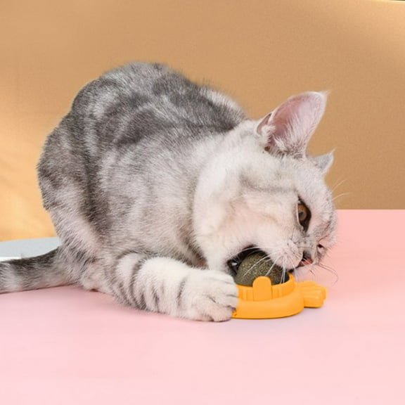 Ikohbadg Pumpkin Catnip Balls for Interactive Cat Play, Self-Spinning Pet Toy with Natural Plant Extracts, Lick-Safe Interactive Cat Toys for Health Benefits