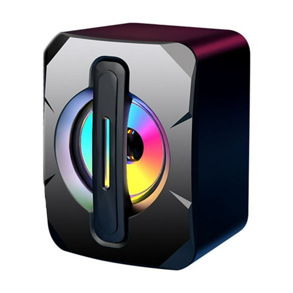 Ikohbadg RGB LED Computer Speakers USB Wired Stereo Sound, Desktop Mini Speaker with Subwoofer for Laptop, High-Quality Mobile Phone Speaker USB Connection, Black