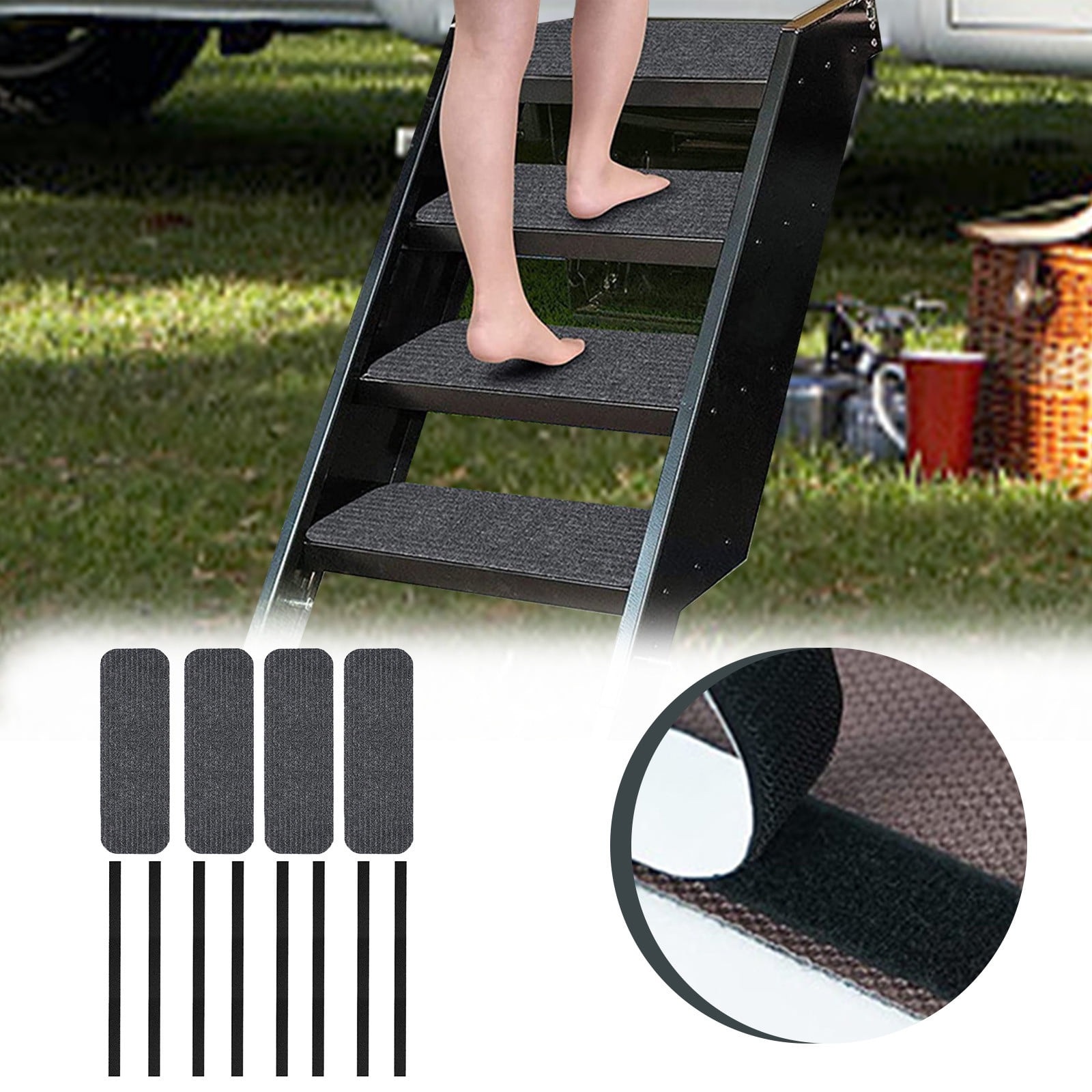 Ikohbadg RV Step Covers 4 Pack 24" Wide Camper Step Carpet Covers