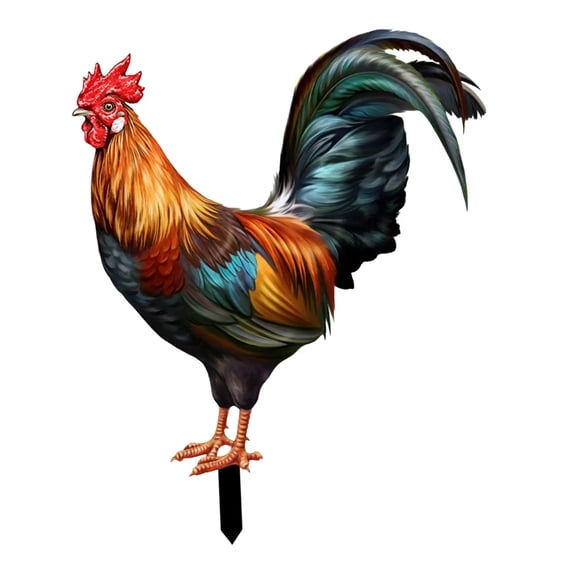 Ikohbadg Realistic Rooster Statue, Lifelike Chicken Sculpture for Outdoor Garden Decor, Durable Acrylic Ornament for Farm and Lawn Signage, Easy to Install
