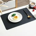 thumbnail image 1 of Ikohbadg Rectangular Leather Placemat Solid Colour Faux Leather Placemats, Coffee Mats, Kitchen Table Mats, Easy To Clean Kitchen Table Mats Black, 1 of 7