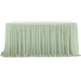 thumbnail image 1 of Ikohbadg Recyclable Extra Long White Tulle Table Skirt, Ruffled Polyester Tablecloth for Weddings, Birthdays, Banquets, and Party Decorations, Easy to Install and Reusable, 1 of 6