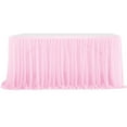 thumbnail image 1 of Ikohbadg Recyclable Extra Long White Tulle Table Skirt, Ruffled Polyester Tablecloth for Weddings, Birthdays, Banquets, and Party Decorations, Easy to Install and Reusable, 1 of 6