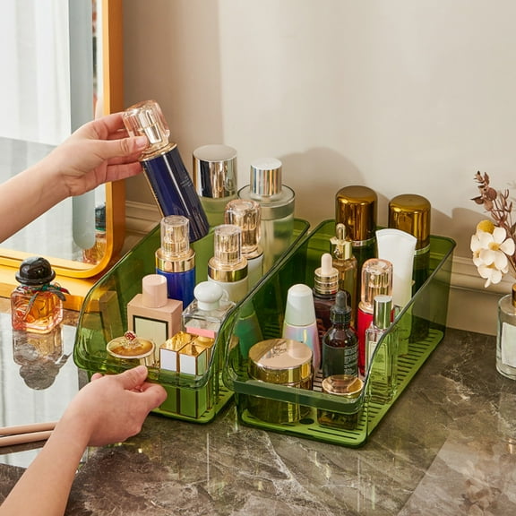 Ikohbadg Refrigerator Food Pantry Organizer, Storage Beverage Dispenser & Kitchen Storage Box for Eggs, Condiments, Cosmetics, Clear Plastic Container with Handle, Space-Saving Design