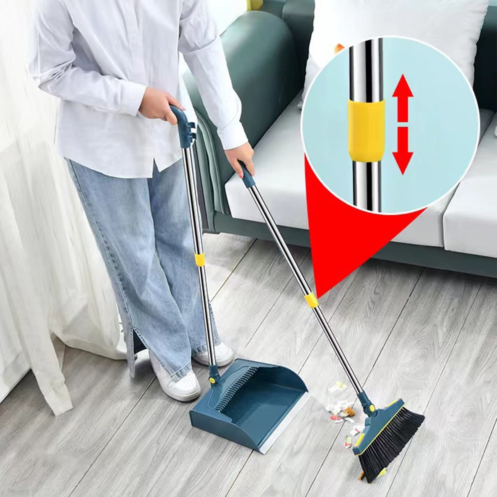 Ikohbadg Retractable Long Handle Dustpan and Brooms Combo for Indoor and Outdoor Use, Brooms and