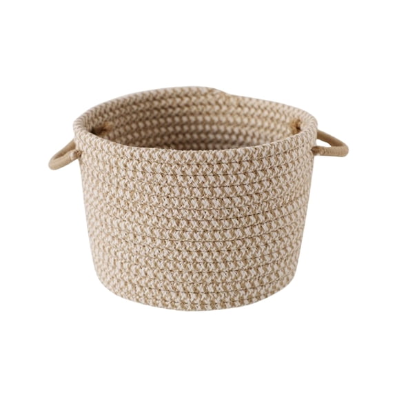 Ikohbadg Rope Storage Woven Basket, Versatile Round Desktop Organizer for Home, Multifunctional Bedside or Bathroom Storage, Durable Cotton Material, Perfect for Magazines, Keys, and More