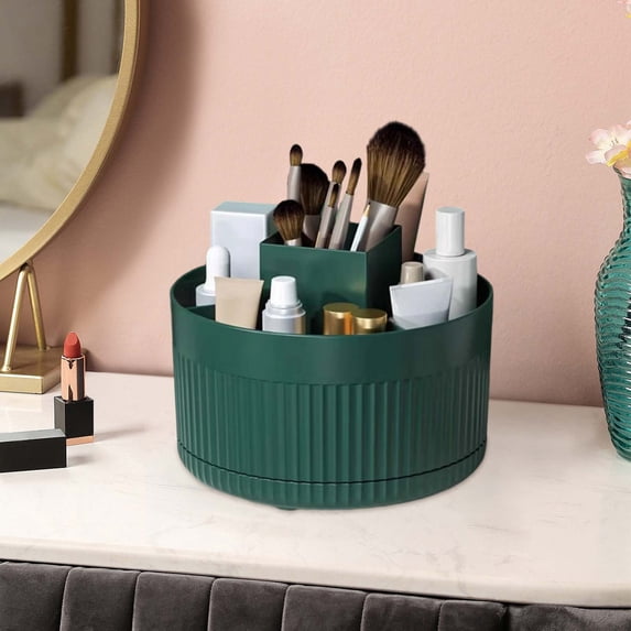 Ikohbadg Rotatable Cosmetic Storage Box, Plastic Desktop Organizer for Makeup, Eyebrow Pencils, Lipsticks & Brushes, Large Capacity, Space-saving Solution for Home Use