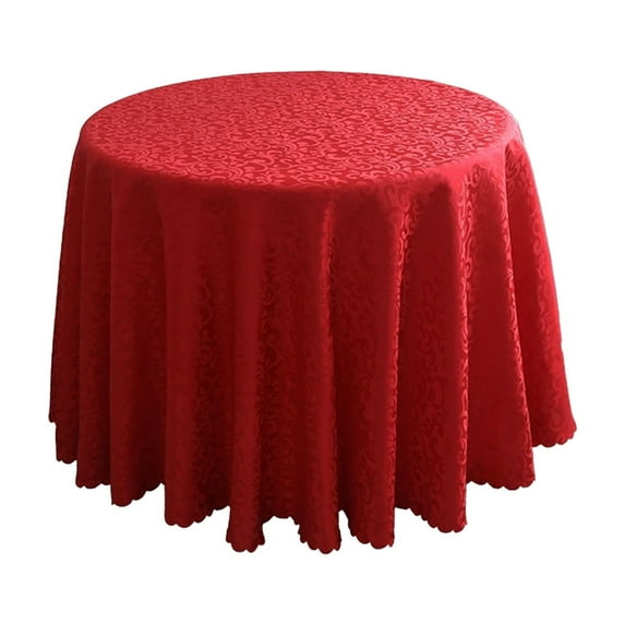Ikohbadg Round Table Cloth Damask Design Waterproof Antiwrinkle Heavy Weight Soft Tablecloths for Circular Table Cover and Kitchen Dinning Tabletop for Banquet Wedding Party Home Decor 70 Inch Red